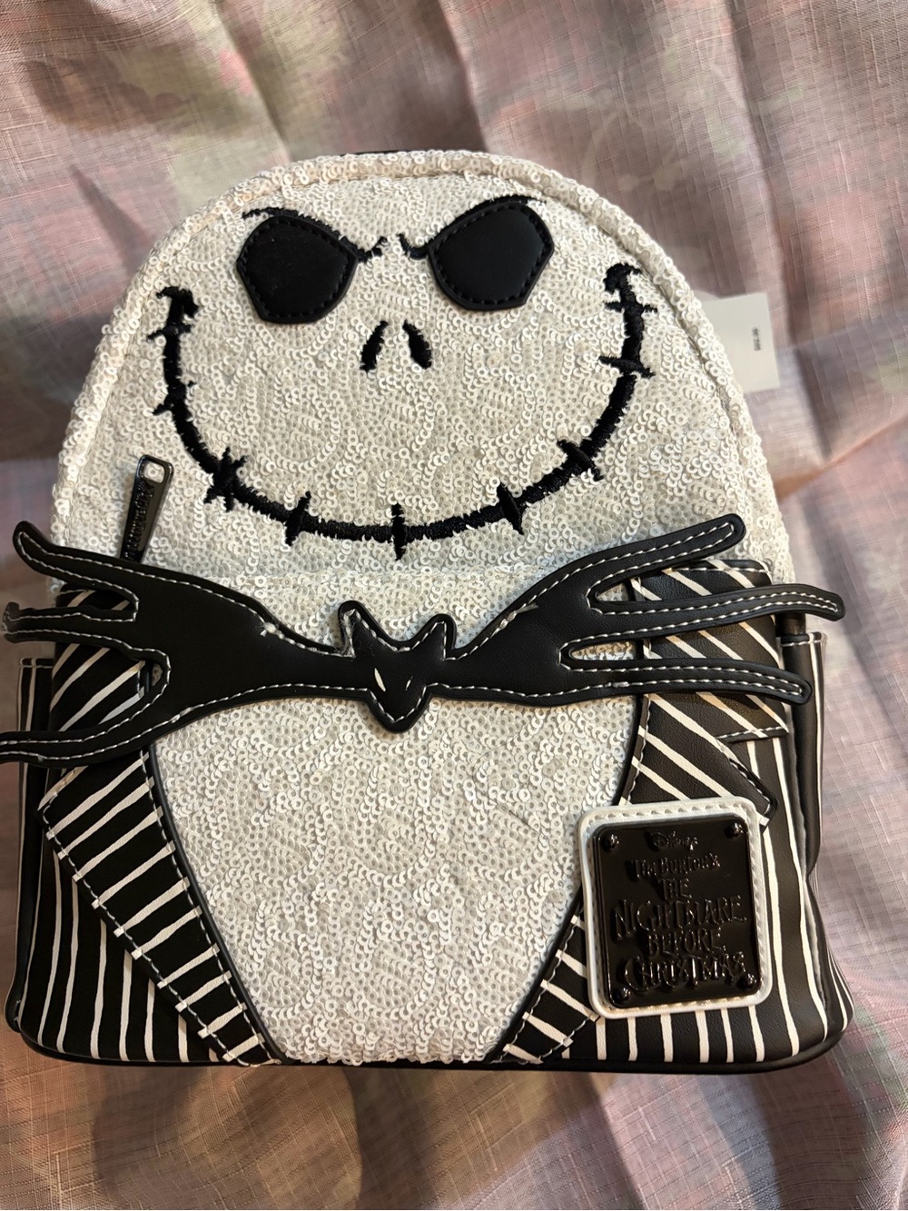 Disney White & Black Jack Skellington Sequin Kids Backpack